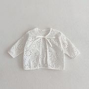 [66-100cm]  女の子 レース花刺繍アウター ジャケット ブルゾン カーディガン キッズ 子供服