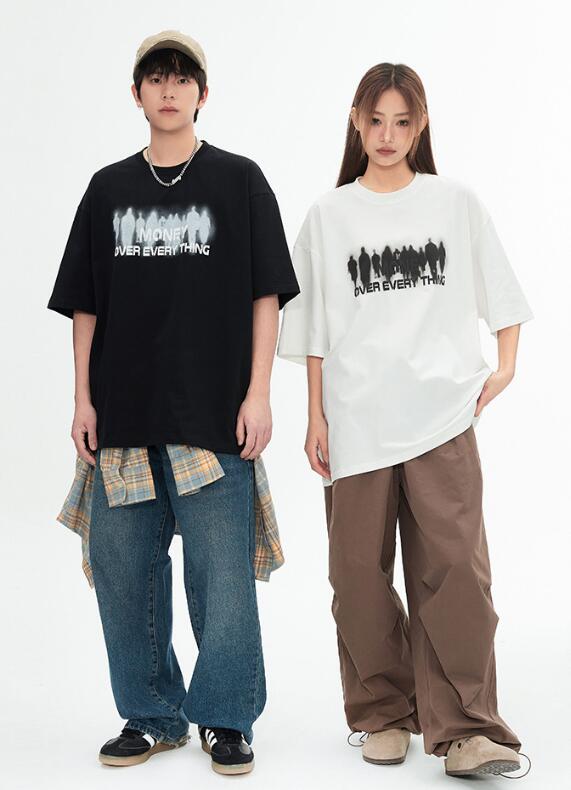 ペアルック 半袖Tシャツ 男女兼用 ストリート系 ☆2色☆M-2XL
