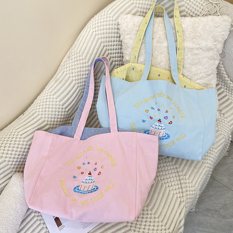 かわいいEco Bag-3色★韓国で人気★[ Body Things] 2024新作 雑貨 韓国ファッション トートバッグ エコバッグ