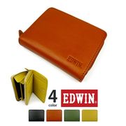 【全4色】 EDWIN エドウイン ゴートレザー 二つ折り財布 ラウンドファスナー小銭入れ