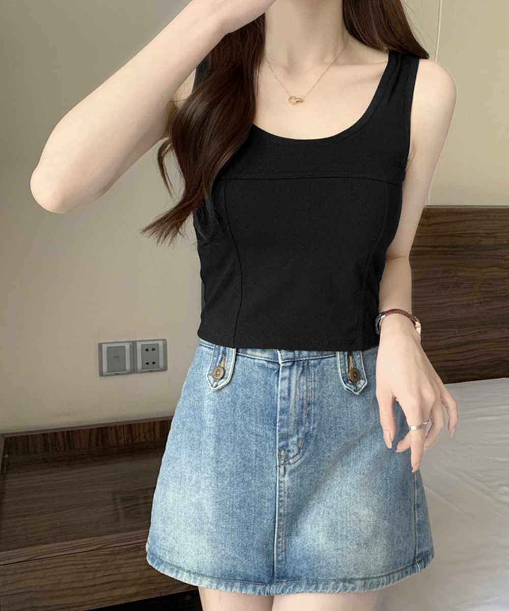 日本倉庫即納】 カップ付きタンクトップ ショート丈 夏服 | 卸売