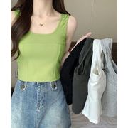 【日本倉庫即納】 カップ付きタンクトップ ショート丈 夏服