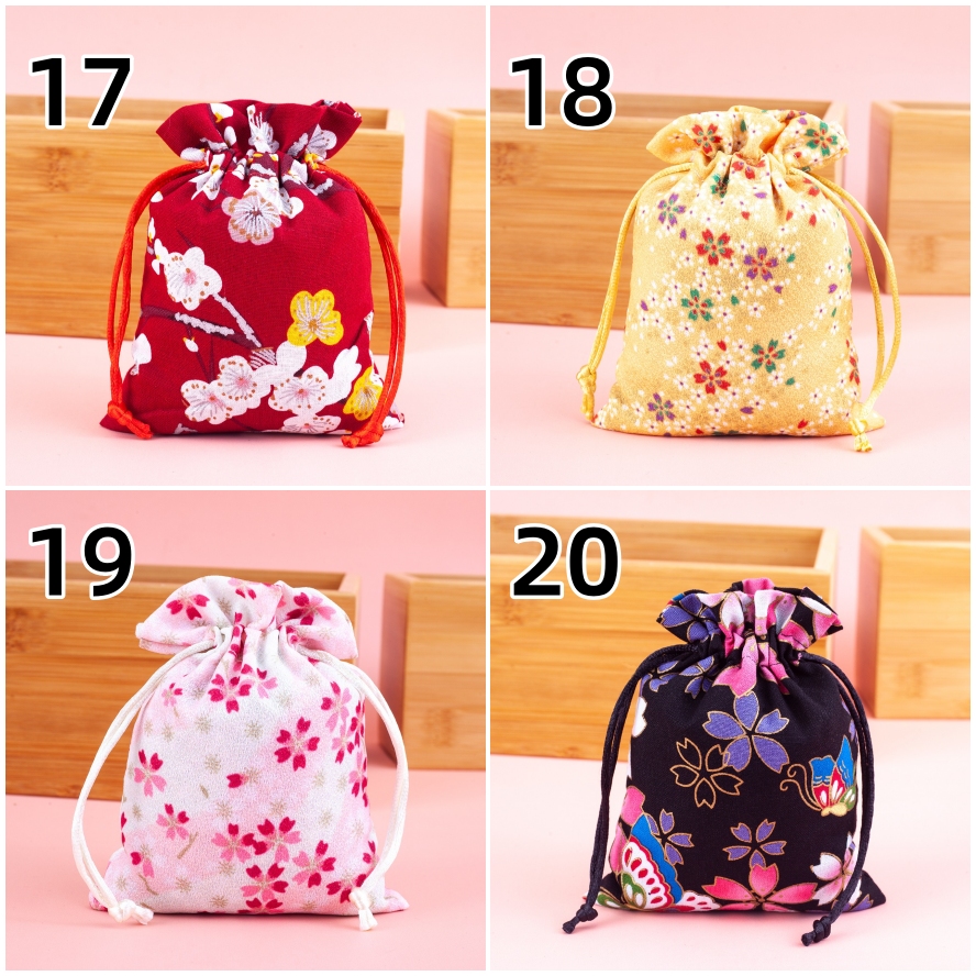 20色 和柄 巾着袋 小物入れ 花柄 和風 鶴 桜柄 巾着袋 ギフトバッグ