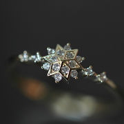 100％S925シルバーリング　 雪の華　14K金メッキ　2色