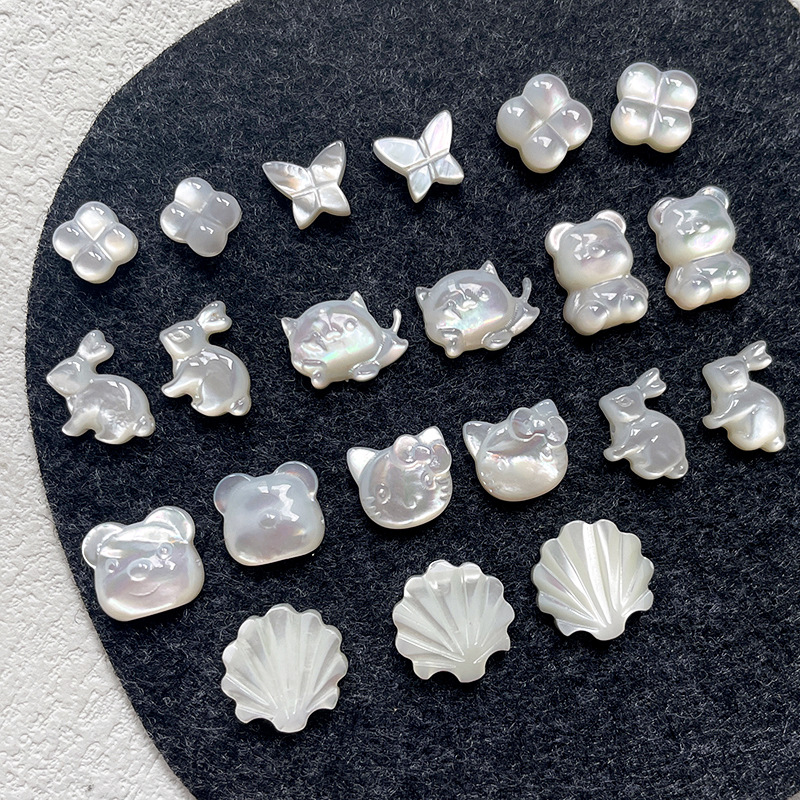 シェル ビーズ 貝 マザーオブパール 蝶 ネコ デコパーツ 猫 ブレスレット アクセサリーパーツ 夏 天然素材