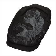 刺繍ハンチング モノトーン鯉 ブラック　帽子/和柄/夏/日除け