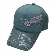 刺繍綿キャップ モノトーン龍虎Ａ グリーン　帽子/和柄/夏/日除け