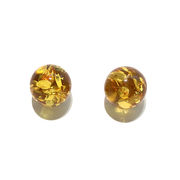 ピアス　ゴールデンアンバー　約9mm　突き刺し　パルト海産　ステンレス　シルバー