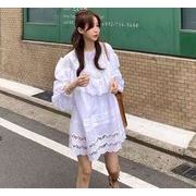 ワンピース フリル 切り替え 体型カバー 着痩せ sweet系