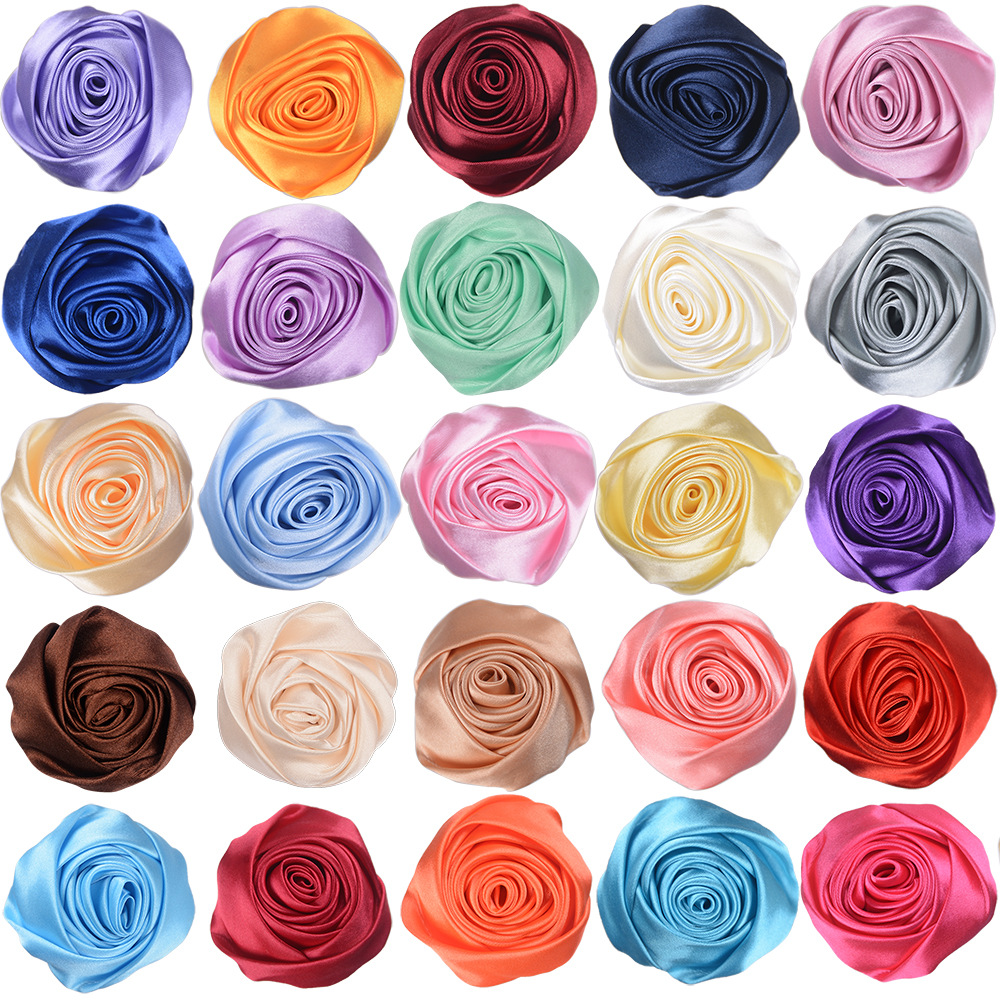 ハンドメイド 手芸 サテン フラワー 薔薇 ローズ ピアス イヤリング バレッタ 花 アクセサリーパーツ 貼付