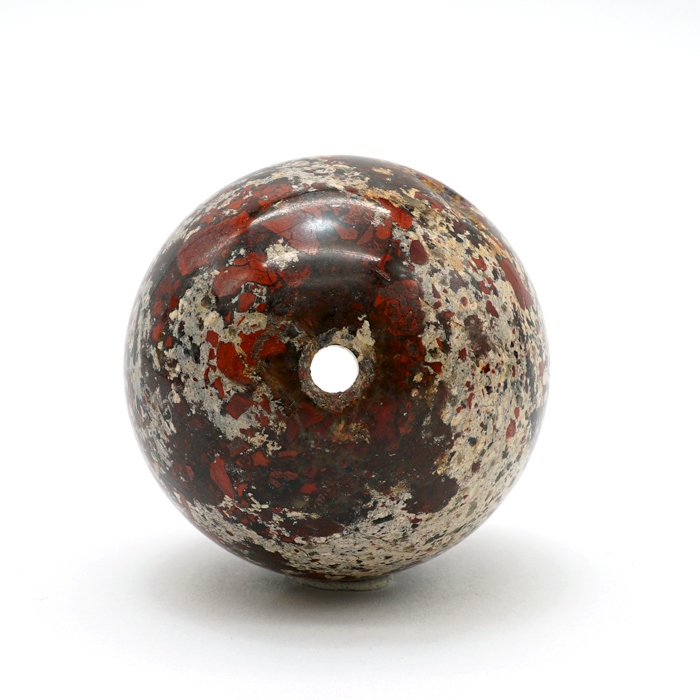 赤玉 五色メノウ 40mm 大玉 ビーズ 丸玉 貫通穴 新潟県産 日本製
