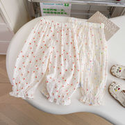 子供服　80~130cm　キッズパジャマパンツ　フリルロングパンツ　韓国キッズ服