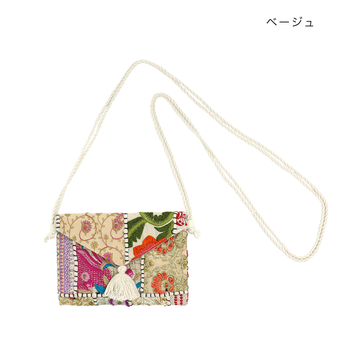 ●値下交渉不可● juana de arco ヨガマットホルダー カンバディアパッチレター型ポシェット[ショルダーバッグインド