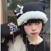 キャップ 小顔効果  帽子 ニット帽  毛糸 防寒