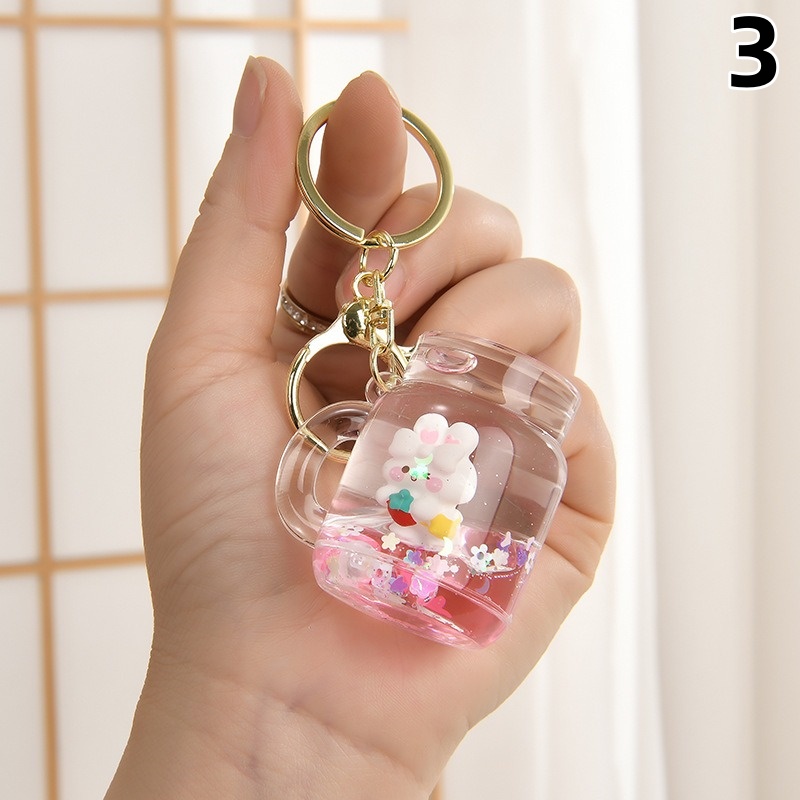 5色いちごうさぎの流砂ボトル、アクリルのキーホルダー 、バッグ