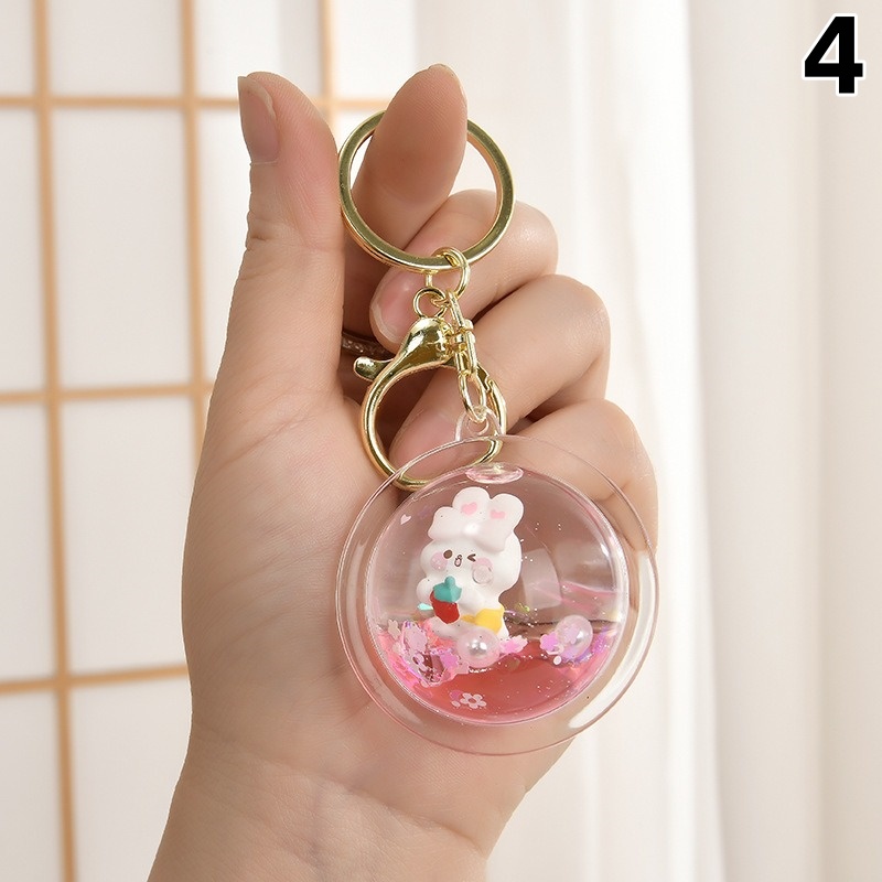 5色いちごうさぎの流砂ボトル、アクリルのキーホルダー 、バッグ