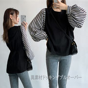 初回送料無料 2024新作 レディース トップス 切り替え レイヤード風 重ね着風 プルオーバー ドッキング