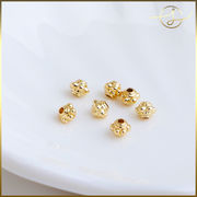 雪の華 メタルビーズ タイヤ風 チャーム スペーサー ロンデル サイズ別 14Kメッキ DIYパーツ 手芸 基礎金具