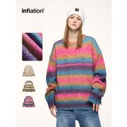 メンズ ボーダー柄 長袖 ニット・セーター 男女兼用 カジュアル トップス 秋冬 2024新作★全3色