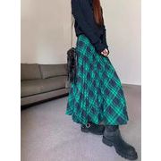 2024秋冬新作   韓国風スカート  ペンシルスカート  スリット  チェック柄