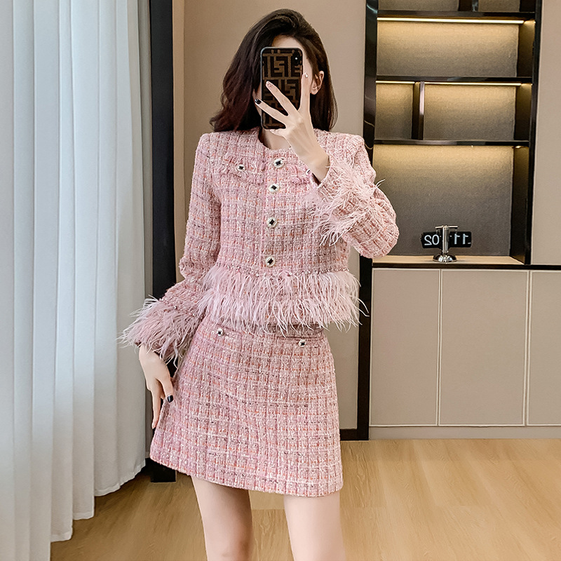 ショートスカート ジャケット ツイード アンサンブル セットアップ スーツ レディース ミセス フォーマル