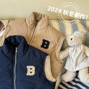 ★2024秋冬子供服★カジュアル系 厚手 英字柄 チョッキ 韓国風子供服 コート 防寒 温かい 全2色