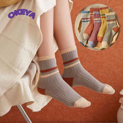 2024年秋冬新作　レディース向け　ソックス　靴下　ストッキング　ボーダー　女性用靴下　コットン