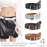 レディースベルト リベット ハトメ ベルト 星型 カジュアル パンクファッション パンク ロック