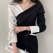 トップス シャツ レディース 通勤風 長袖 レイヤード