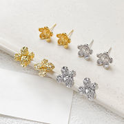 ピアス レディース ポストピアス 一粒 フラワー ヒートン ピアス金具 アクセサリーパーツ ハンドメイド