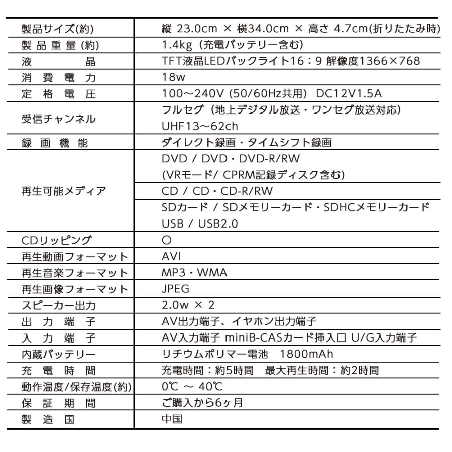 ワイド画面 14.1インチ DVDプレーヤー フルセグ対応 テレビ録画 ワイド画面 14.1インチ DVDプレーヤー フルセグ対応 テレビ録画