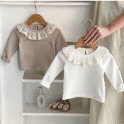 2025春秋子供服 可愛い 花柄 フリル襟 インナーシャツ 長袖Ｔシャツ 韓国風子供服 ベビー服 トップス