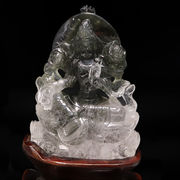 【一点物】置物　ガーデンクォーツ　グリーンターラ　ブラジル産　菩薩　台付き