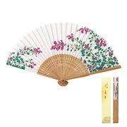 花うたげ シルク扇子（萩）　団扇/夏用品/ノベルティ/和雑貨/浴衣