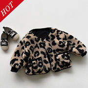 Muziyou☆韓国風子供服 ベビー服 キッズ 男女兼用 ヒョウ柄 アウター ニット カーディガン