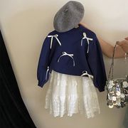 2025春新作 韓国ファッション女の子リボン付けセーター＆ロングスカート