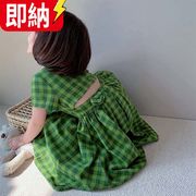 【24H即納 顧客直送可！】子 チェック柄 半袖 ワンピース　