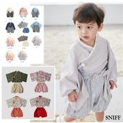 2025春夏 ベビー服 子供着物 浴衣  前開き ひもタイプ 和風　セットアップ　甚平