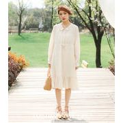 レディースワンピースチュニック長袖水玉　ゆったりドレス着痩せ体型カバー部屋着　韓国