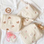 【INS大人気】 化粧ポーチ 多機能 メイクコスメポーチ コンパクト （キルティング刺繍）25*16*8cm