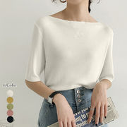 ニットトップス ボートネック