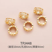 18K金メッキ ジルコニア埋め込みバレルビーズ 10mm/6mm