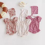 Weinis☆2025夏新作 ベビー女の子プリント柄帽子付き連体水着全3色