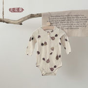 北欧風ベビー長袖ロンパース イチジク柄 66cm