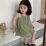 TULK☆2025夏新作 ベビー服女の子ドット柄キャミソールワンピースORレース裾短パンツ