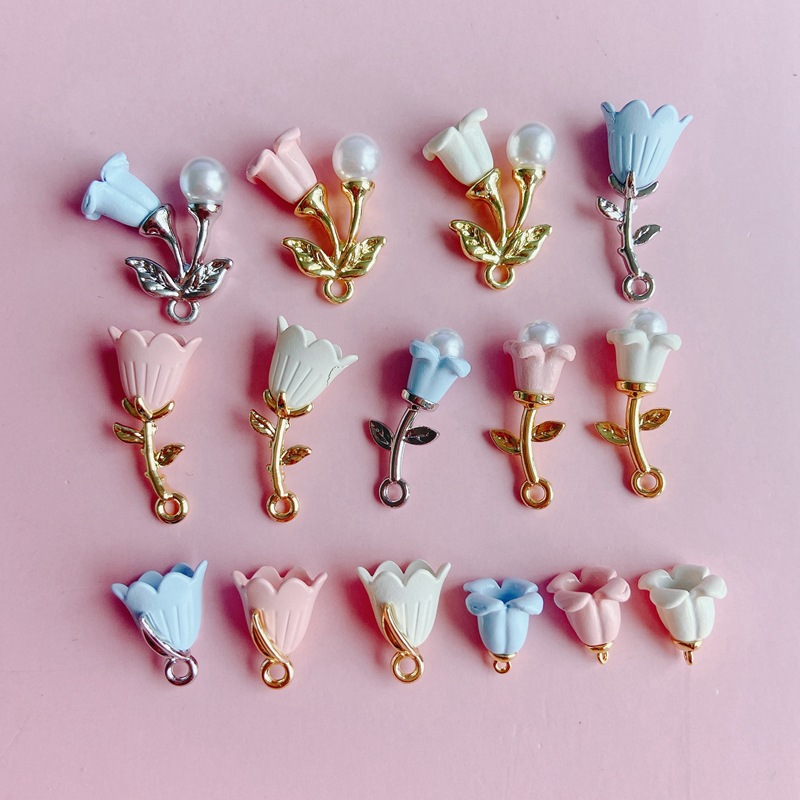 立体 面白い ユニーク フラワー チャーム ハンドメイド DIY アクセサリーパーツ デコレーション パール