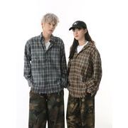 メンズ ダメージ加工 チェック柄 シャツ 男女兼用 ストリート系 サマー アウター 春夏 2025新作★全2色
