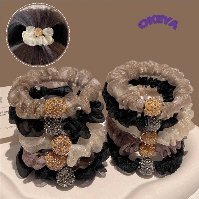 レディース小物　ヘアアクセサリー　ヘアゴム　髪結び　ヘアメイク　髪飾り　リングゴム　キラキラ