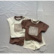 2025春夏新作 韓国風子供服  サペタ ショウイ 子供服 Tシャツ  +ショートパンツ2点セット