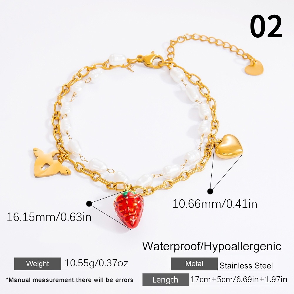 特売 パール 5種類 いちごブレスレット いちご イチゴブレスレット アクセサリー
